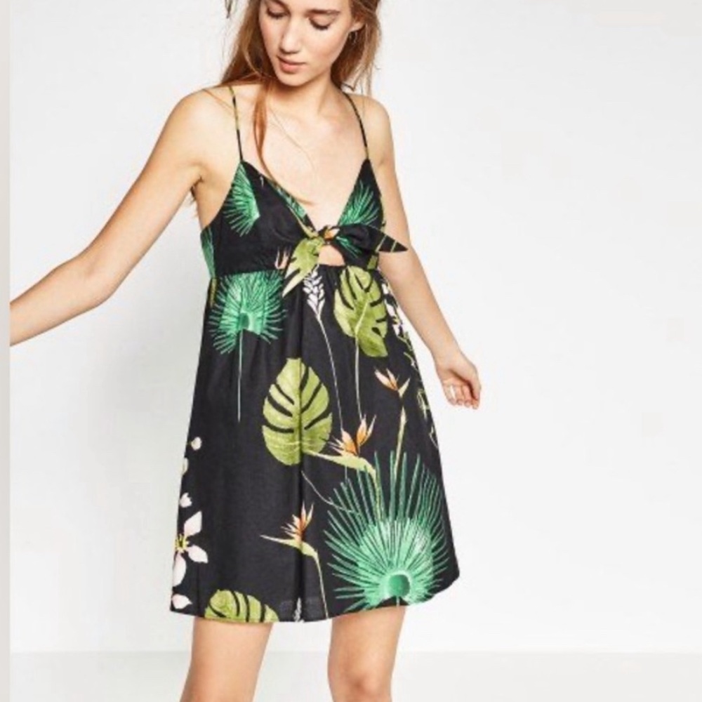 Zara Trafaluc Collection Tropical Babydoll Mini Dress Size Small